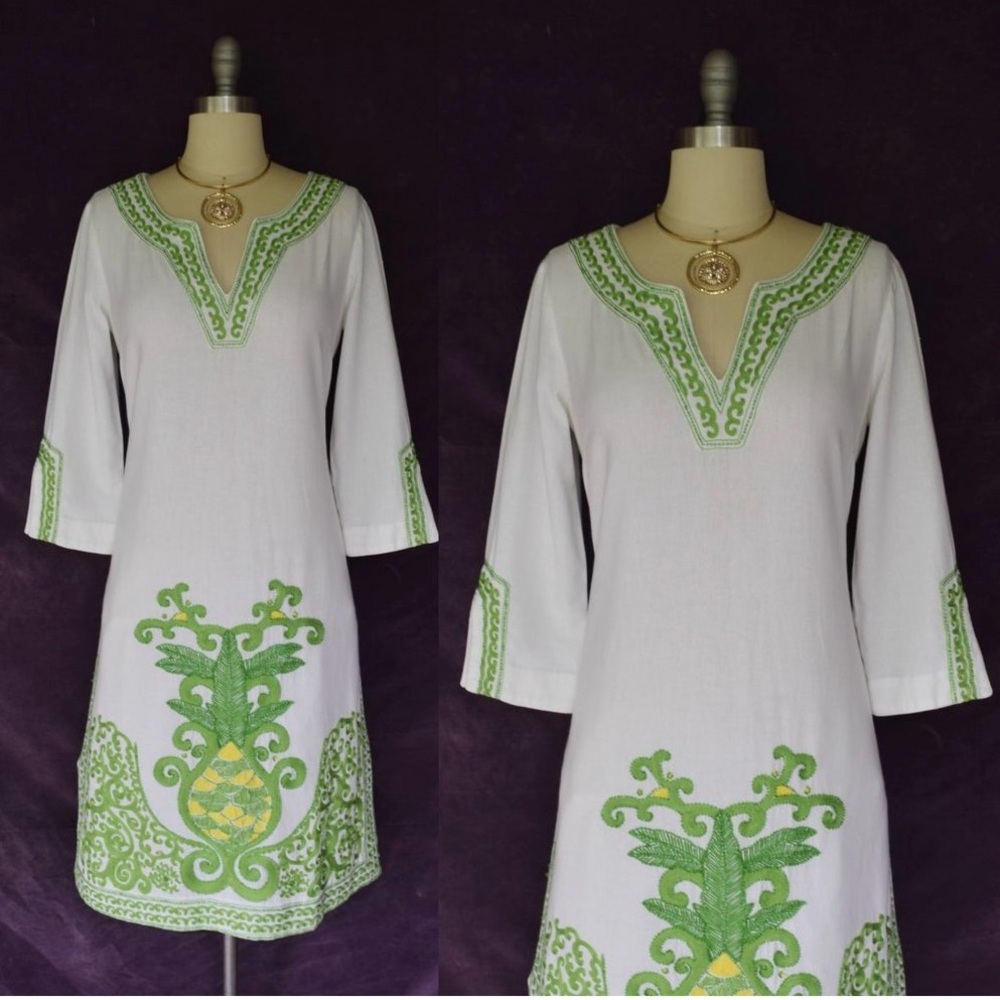 Lilly Pulitzer Gisele Caftan Stowaway Green Embroidery Size Small NWT $358